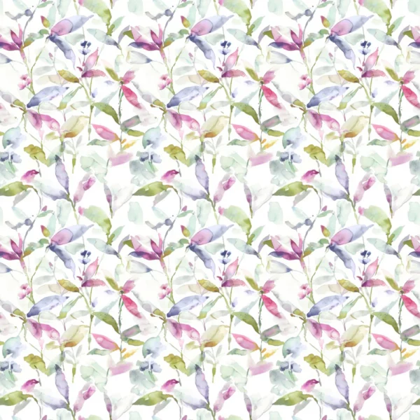 Naura Fabric - Summer by multicolour botanical cotton fabric from Voyage Maison