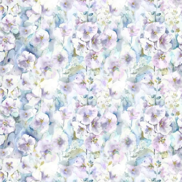 Isabela Fabric - Violet by multicolour botanical cotton fabric from Voyage Maison