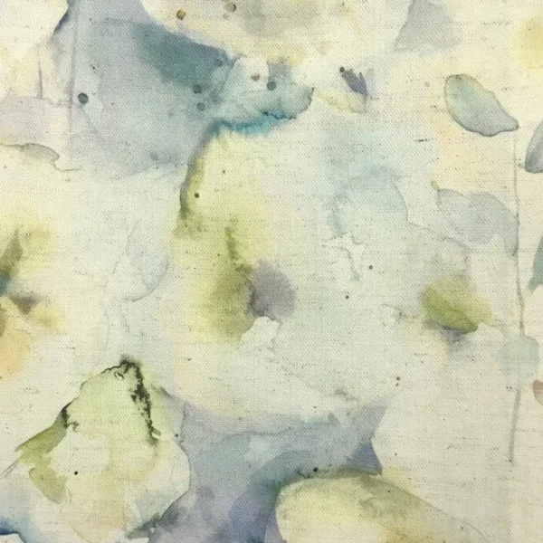 Isabela Fabric - Lemon Natural by multicolour botanical cotton fabric from Voyage Maison
