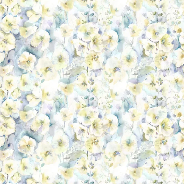 Isabela Fabric - Lemon by multicolour botanical cotton fabric from Voyage Maison