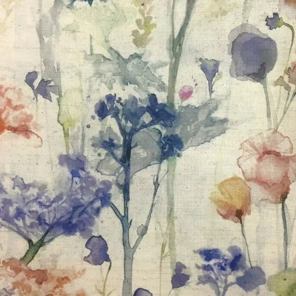 Ilinizas Fabric - Clementine Natural by multicolour botanical cotton fabric from Voyage Maison