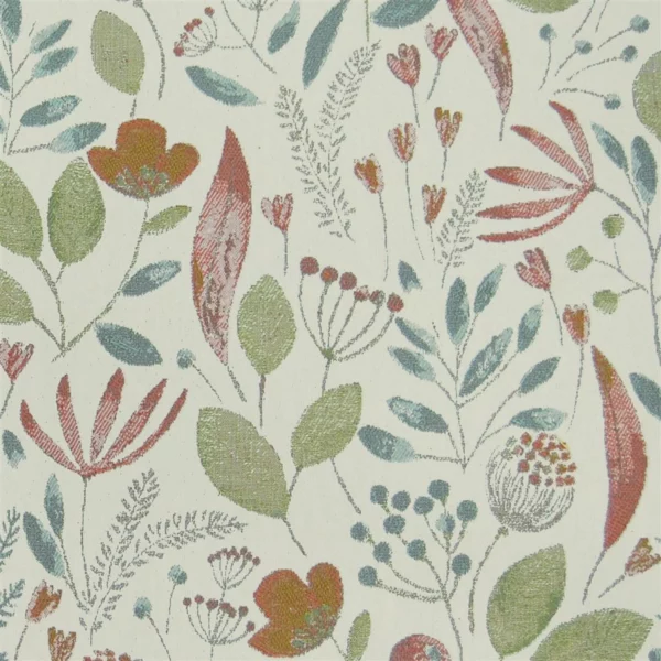 Winslow Fabric - Cream / Autumn by multicolour botanical jacquard fabric from Voyage Maison