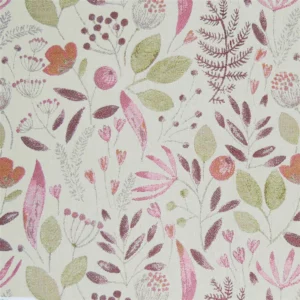 pink botanical jacquard fabric from Voyage Maison