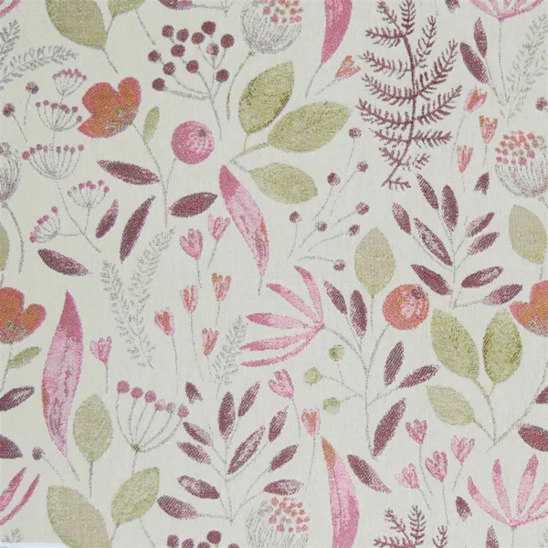 pink botanical jacquard fabric from Voyage Maison