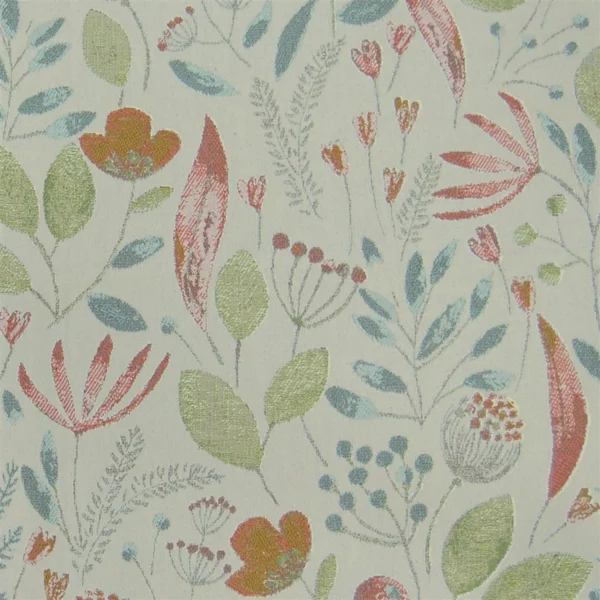 Winslow Fabric - Linen / Autumn by multicolour botanical jacquard fabric from Voyage Maison