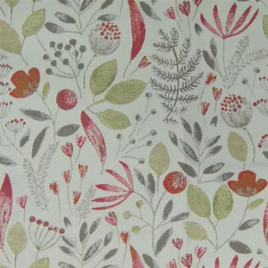 red botanical jacquard fabric from Voyage Maison