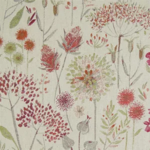 red botanical jacquard fabric from Voyage Maison