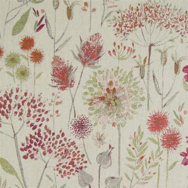 red botanical jacquard fabric from Voyage Maison
