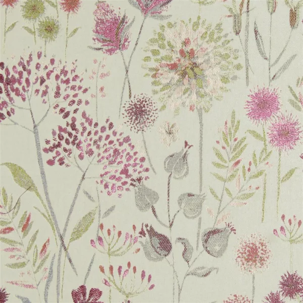 red botanical jacquard fabric from Voyage Maison