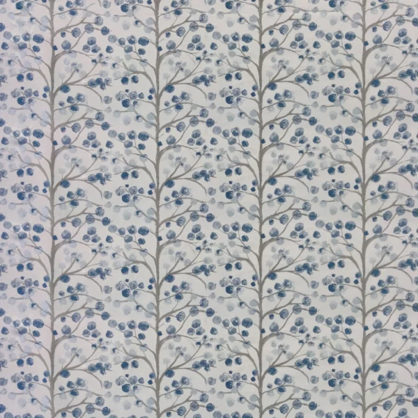 Topola Fabric - Bluebell by blue botanical jacquard fabric from Voyage Maison