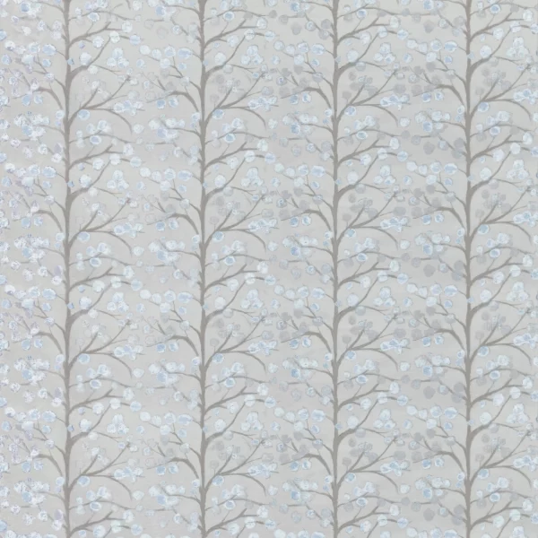 Topola Fabric - Slate by black-grey botanical jacquard fabric from Voyage Maison