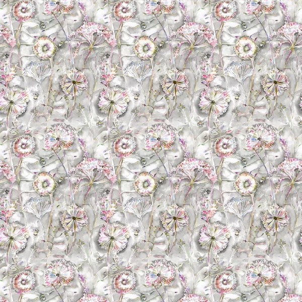 Langdale Fabric - Orchid by black-grey botanical cotton fabric from Voyage Maison