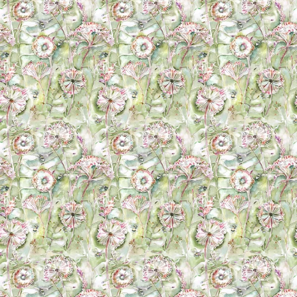 Langdale Fabric - Sweetpea by green botanical cotton fabric from Voyage Maison