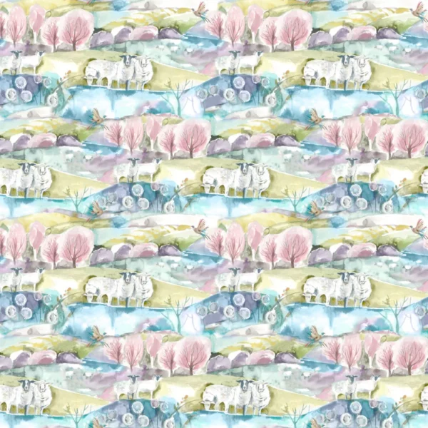 Buttermere Fabric - Sweetpea by multicolour animal cotton fabric from Voyage Maison