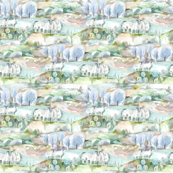 Buttermere Fabric - Sage by multicolour animal cotton fabric from Voyage Maison
