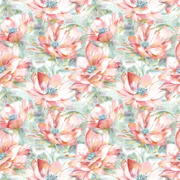 Dusky Blooms Fabric - Russet by multicolour botanical cotton fabric from Voyage Maison