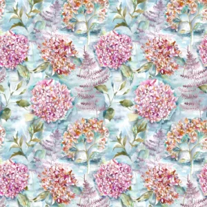 blue botanical cotton fabric from Voyage Maison