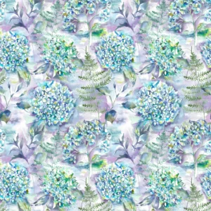blue botanical cotton fabric from Voyage Maison