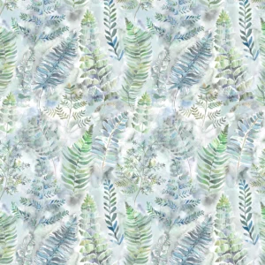 blue botanical cotton fabric from Voyage Maison