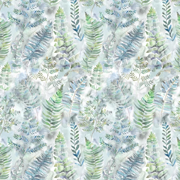 Honister Fabric - Teal by blue botanical cotton fabric from Voyage Maison