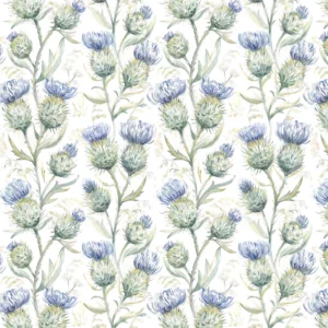 blue botanical cotton fabric from Voyage Maison