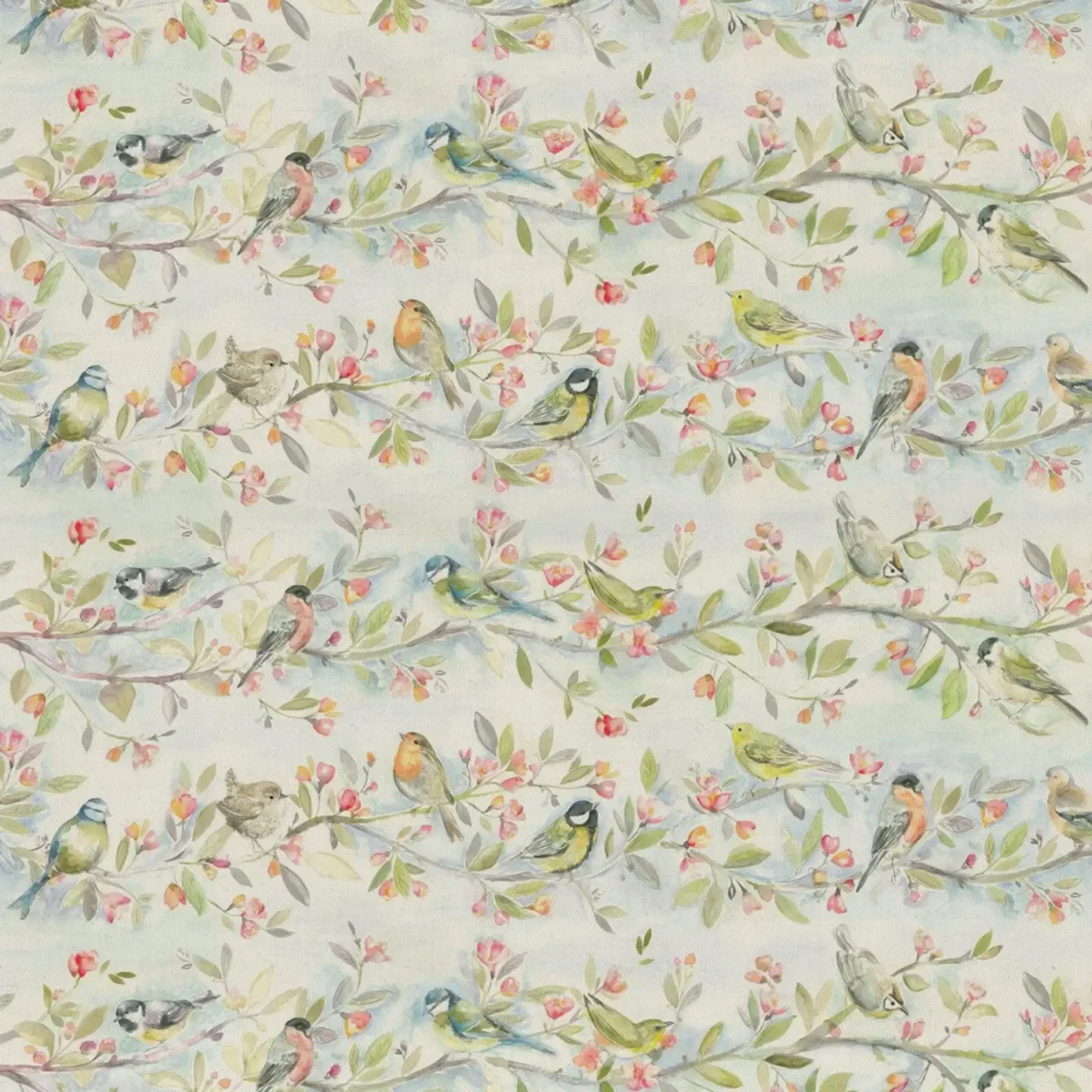 Tweet Fabric - Linen by green animal cotton fabric from Voyage Maison