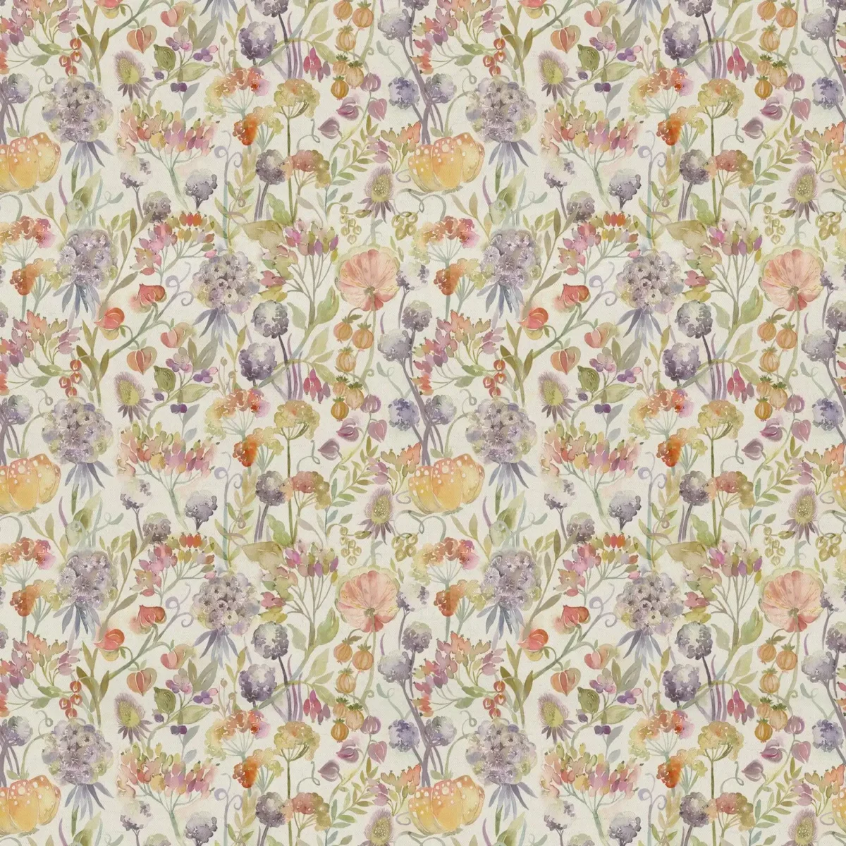 Autumn Floral Fabric - Linen by multicolour botanical cotton fabric from Voyage Maison