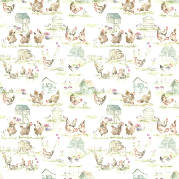 Henny Penny Fabric - Linen by brown animal cotton fabric from Voyage Maison