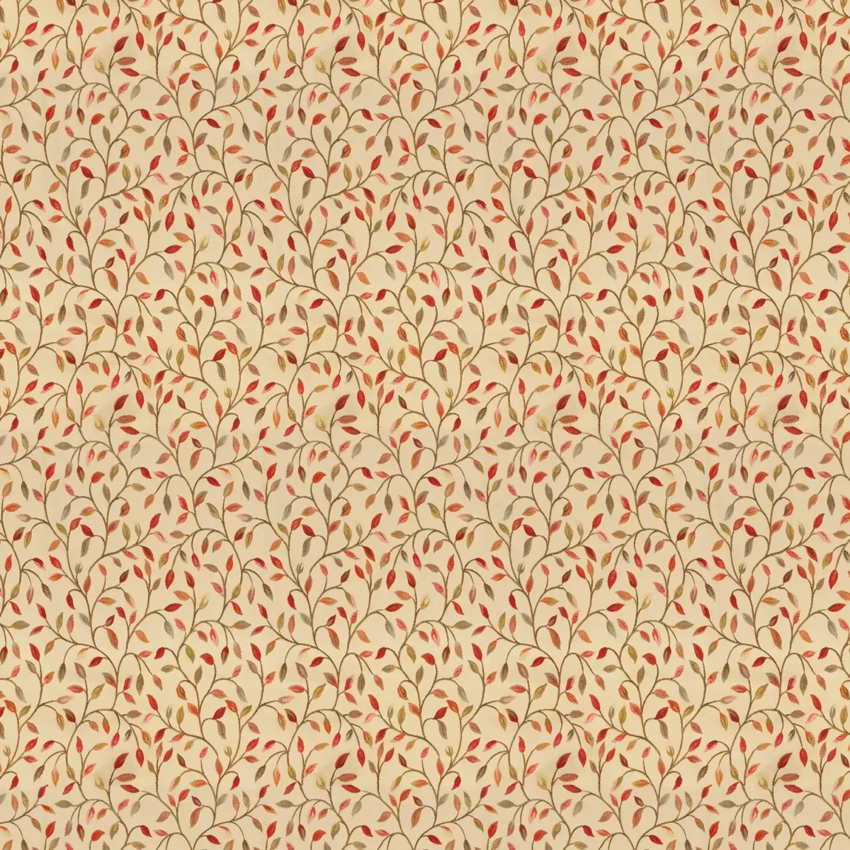 Cervino Fabric - Red / Nut by brown botanical jacquard fabric from Voyage Maison
