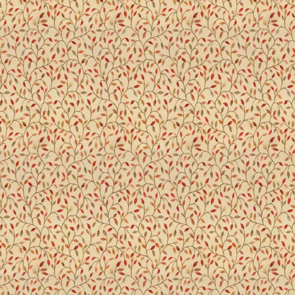 Cervino Fabric - Red / Nut by brown botanical jacquard fabric from Voyage Maison