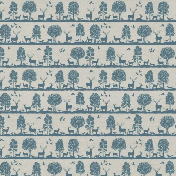 Cairngorms Fabric - Azure by blue animal cotton fabric from Voyage Maison