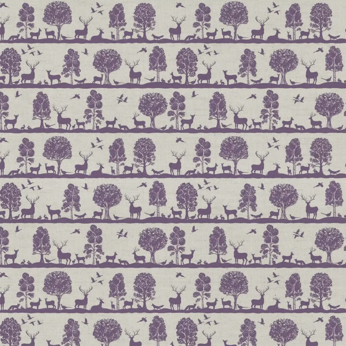 Cairngorms Fabric - Damson by purple animal cotton fabric from Voyage Maison