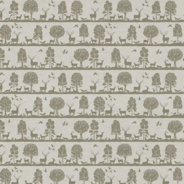Cairngorms Fabric - Birch by brown animal cotton fabric from Voyage Maison