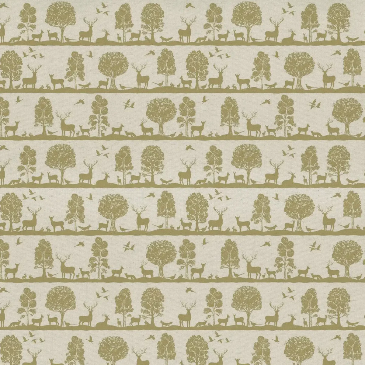 Cairngorms Fabric - Meadow by green animal cotton fabric from Voyage Maison