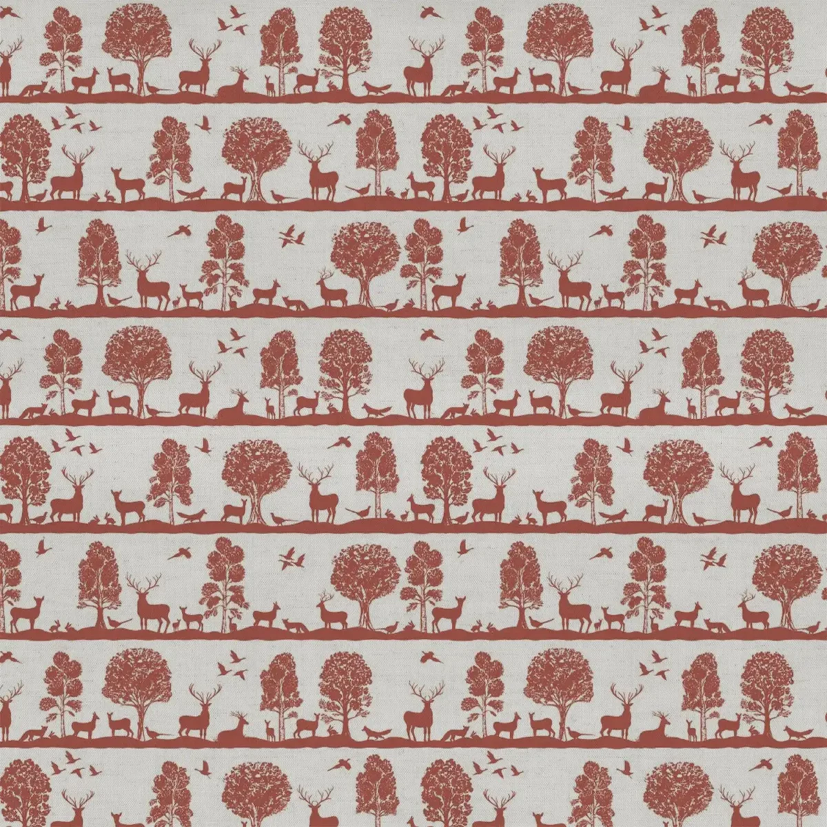 Cairngorms Fabric - Paprika by orange animal cotton fabric from Voyage Maison