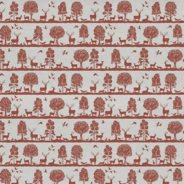 Cairngorms Fabric - Paprika by orange animal cotton fabric from Voyage Maison