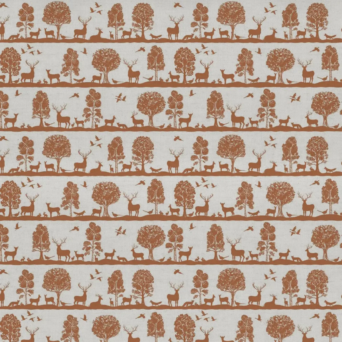Cairngorms Fabric - Rust by orange animal cotton fabric from Voyage Maison