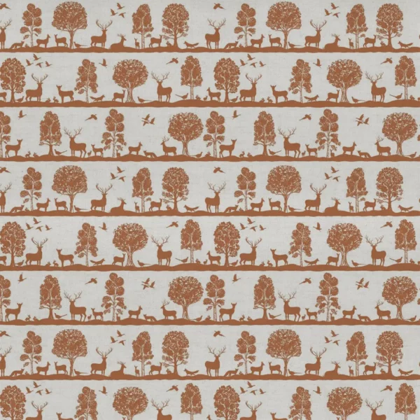 Cairngorms Fabric - Rust by orange animal cotton fabric from Voyage Maison