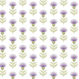 purple botanical cotton fabric from Voyage Maison