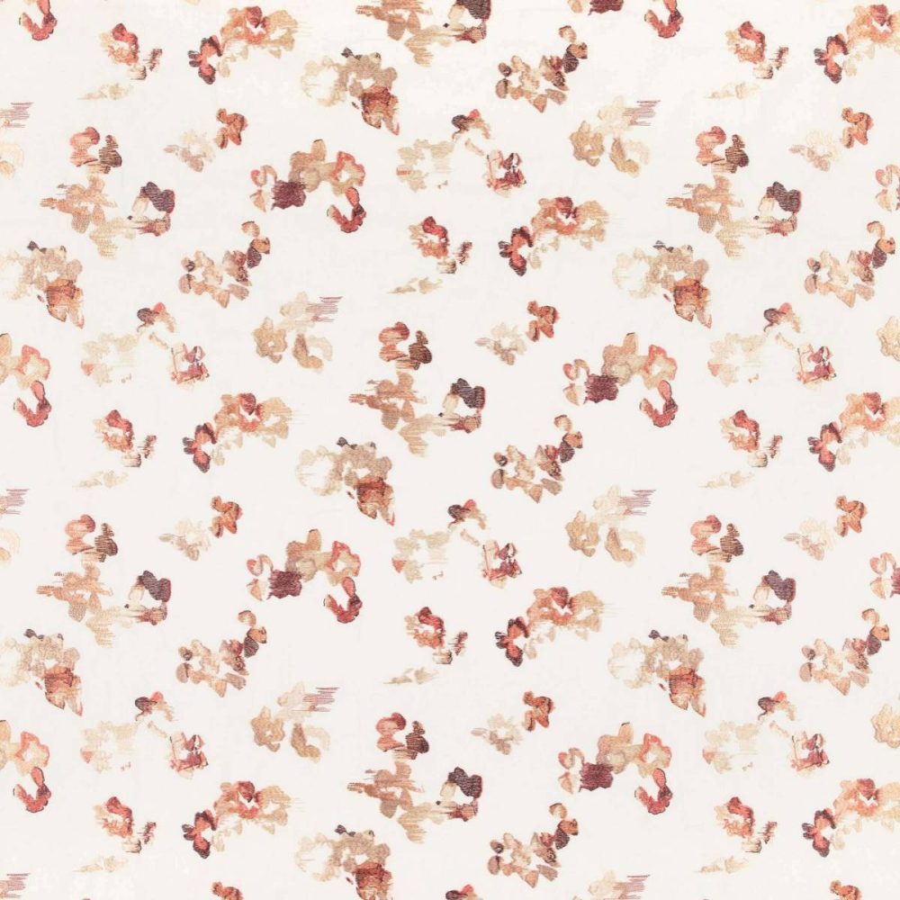 Aster Fabric - Jewel by red botanical embroideried fabric from Villa Nova