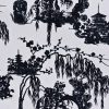 black-grey botanical velvet-chenille fabric from Utopia
