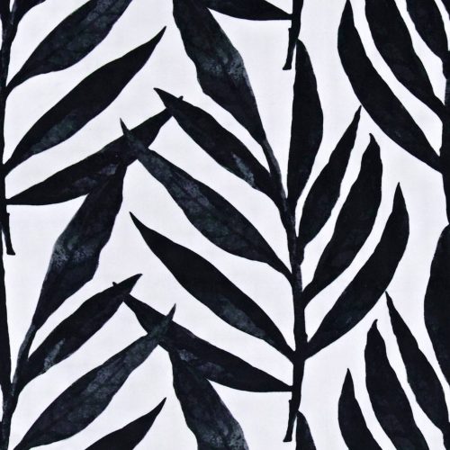 Fern Fabric - White by black-grey botanical velvet-chenille fabric from Utopia
