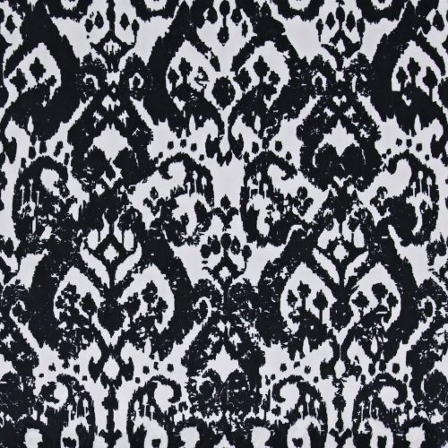 Izmir Fabric - White by black-grey traditional velvet-chenille fabric from Utopia
