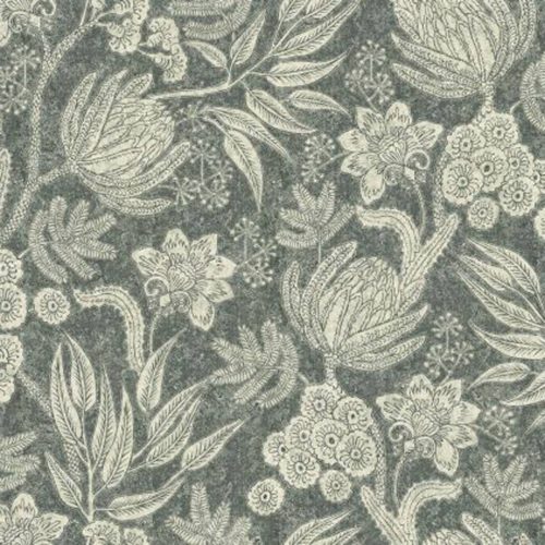 Isabella Fabric - 4 by black-grey botanical printed fabric from Utopia