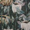 black-grey botanical velvet-chenille fabric from Utopia