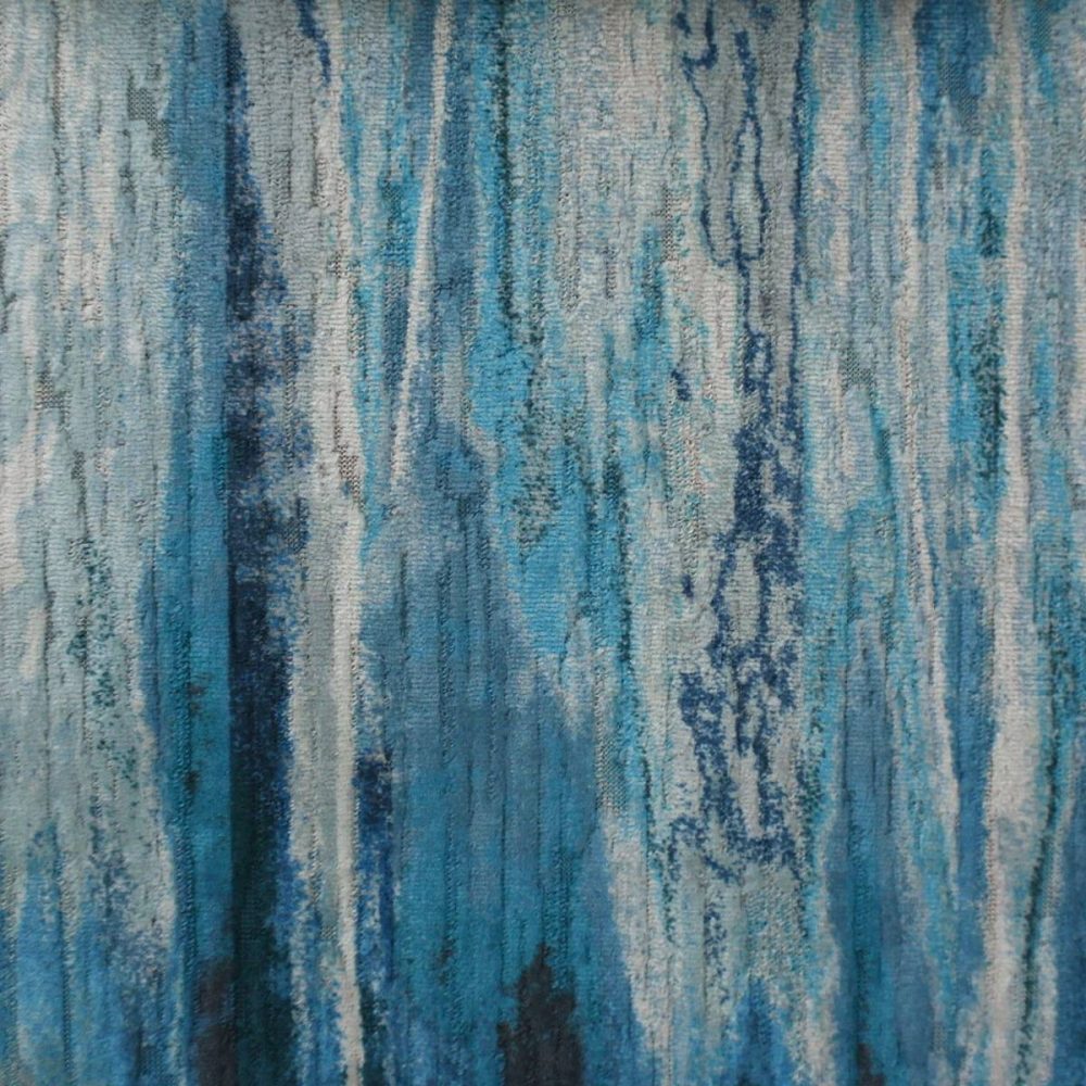 Design 10 Fabric - Zircon by blue striped velvet-chenille fabric from Utopia