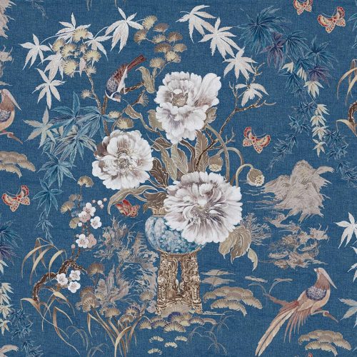 Dynasty Fabric - 1 by blue animal velvet-chenille fabric from Utopia