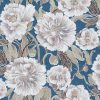 blue botanical velvet-chenille fabric from Utopia