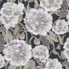 black-grey botanical velvet-chenille fabric from Utopia