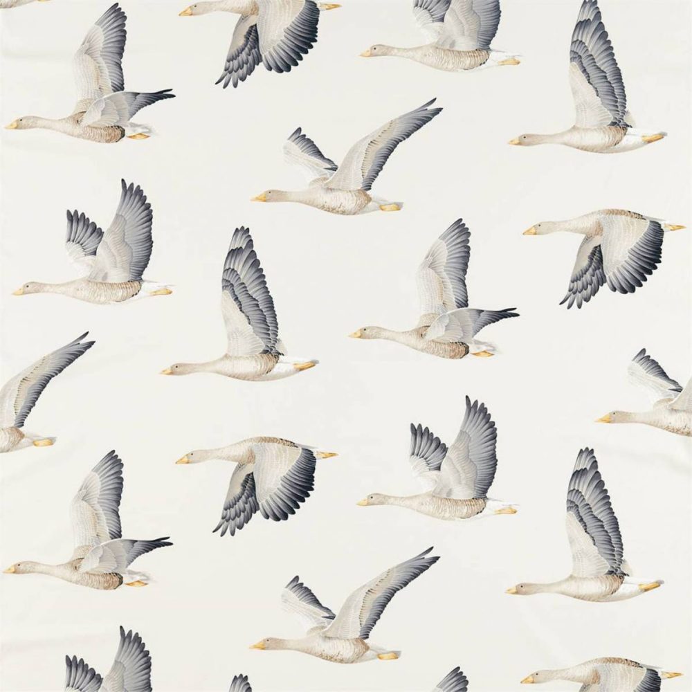 Elysian Geese Fabric - Silver / Chalk by Elysian Geese Fabric - Silver / Chalk from